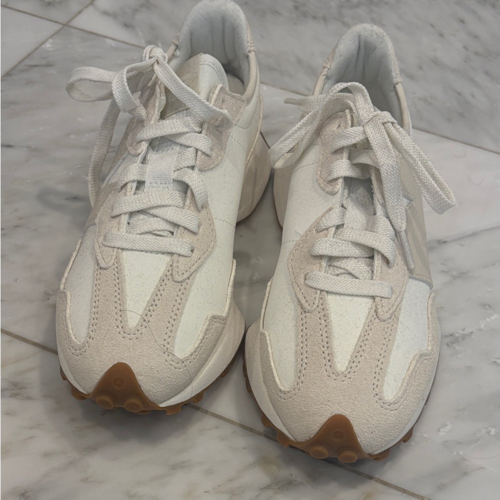 White and Beige Sneakers